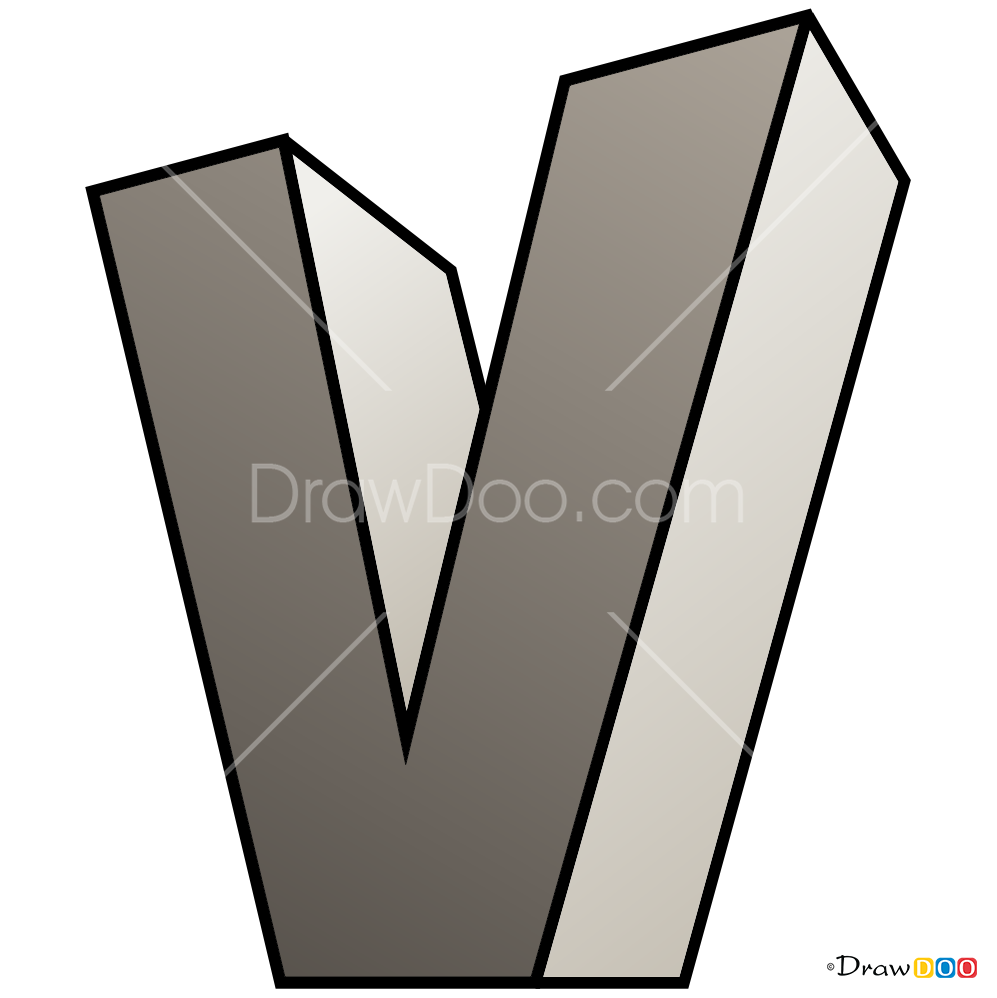How to Draw V, 3D Letters